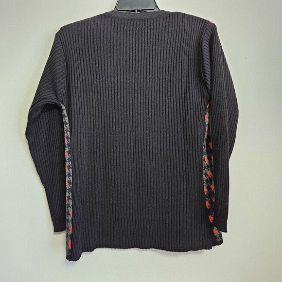 Adolfo Black Red Gray Houndstooth Sweater Sz L Classic Academia Professional - Picture 3 of 9